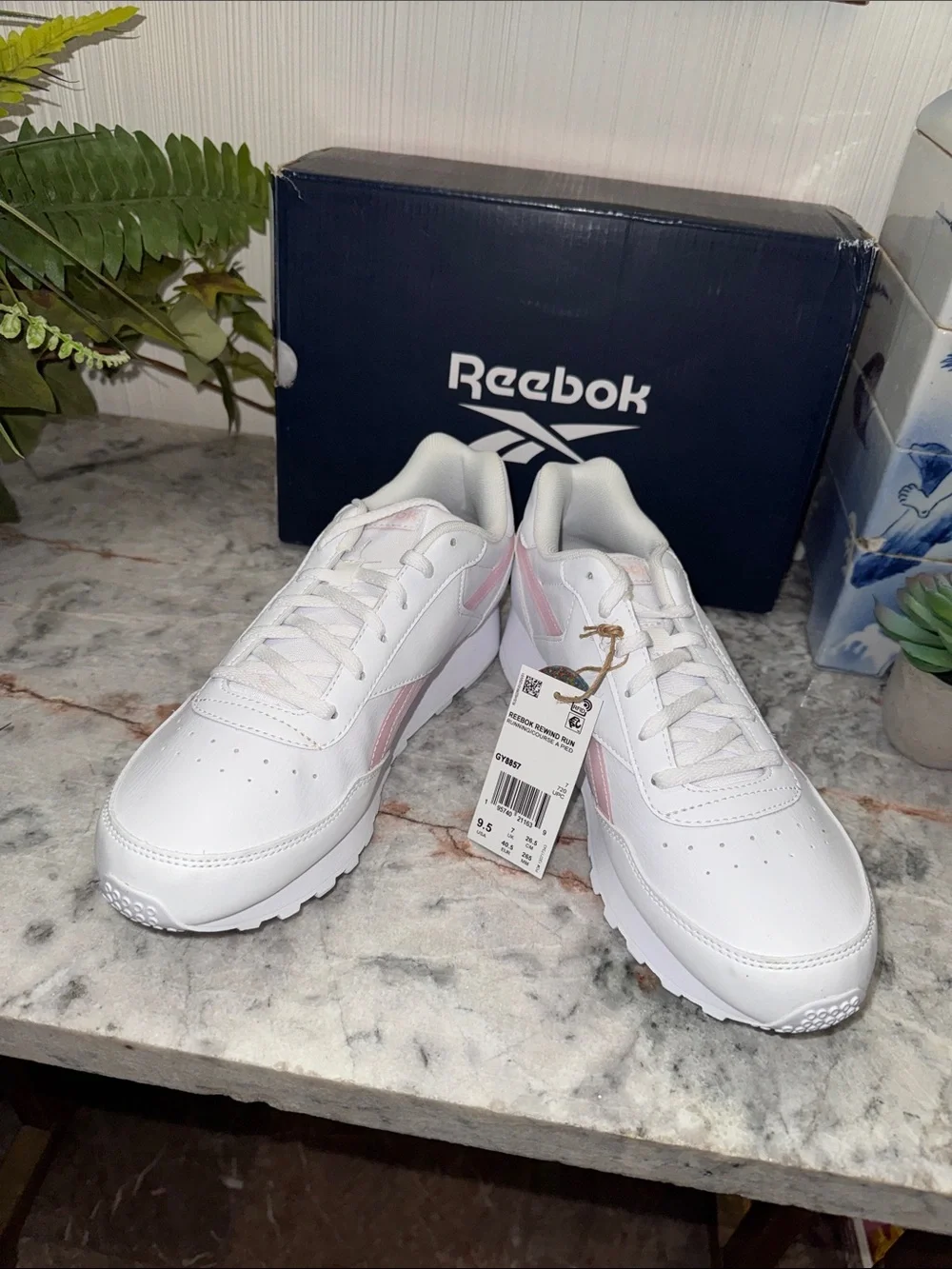 Reebok White Sneakers with Light Pink Accents